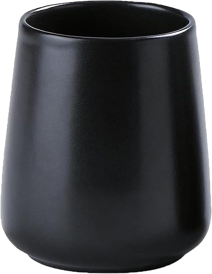 Black Toothbrush Holder for Bathroom - Ceramic Tooth Brushing Holders, Toothpaste Holder, Reusable Toothbrush Mouthwash Cup, Space-Saving Design for Bathroom Countertop