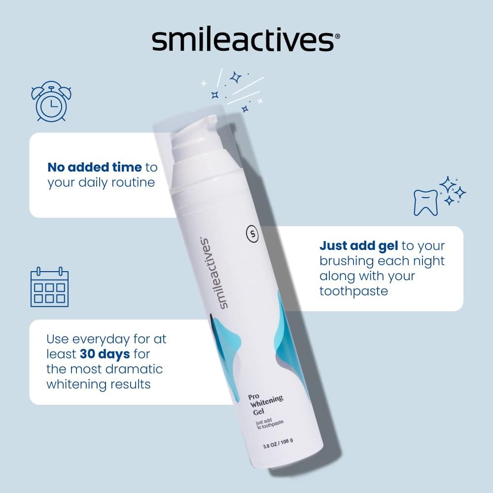 Smileactives Teeth Whitening Kit, Complete at Home Teeth Whitening Treatment, Travel Size Tooth Whitening, Stain Remover for White Teeth, Contains Clinical-Grade Hydrogen Peroxide, 60 Day Kit