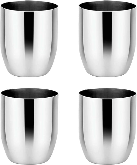 Ahimsa Stainless Steel Kids Cups, Pediatrician Designed, Premium Polished Toddler Cups for Open Cup Training, 8oz, 100% BPA Free & Dishwasher Safe, Classic Silver, Set of 4