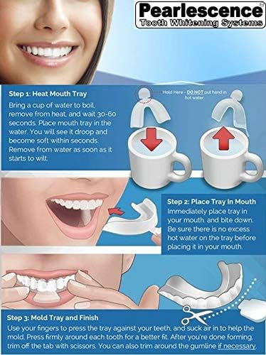 Pearlescence Teeth Whitening System 35% Carbamide Peroxide Gel Kit - 4 x 3cc / ml Mint Syringe Gel + 3 Boil and Bite Trays