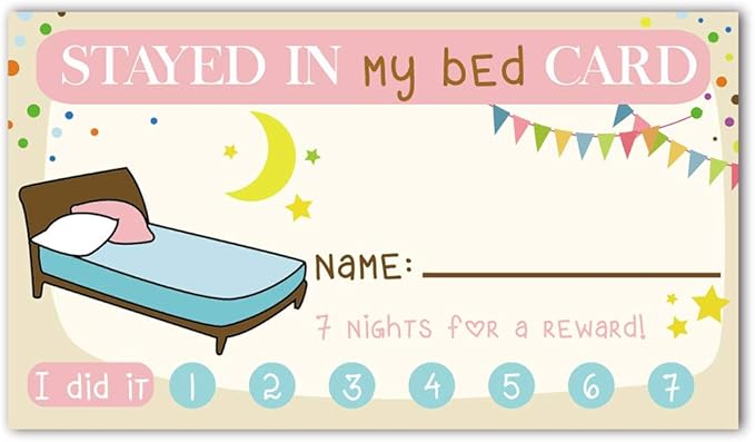 Stayed in My Bed Punch Cards, Pack of 50, Bedtime Routine Chart for Toddlers, Incentive Loyalty Reward, Child Kid Behavior Management, Children's Card, Bedtime Punch Cards, 3.5" x 2"