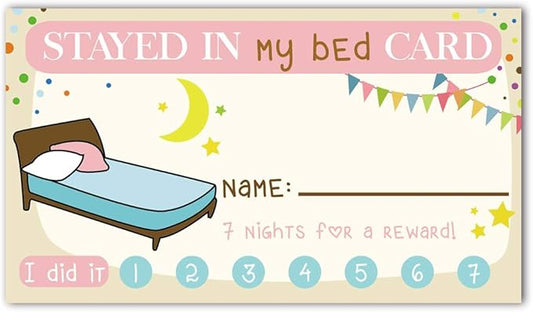 Stayed in My Bed Punch Cards, Pack of 50, Bedtime Routine Chart for Toddlers, Incentive Loyalty Reward, Child Kid Behavior Management, Children's Card, Bedtime Punch Cards, 3.5" x 2"