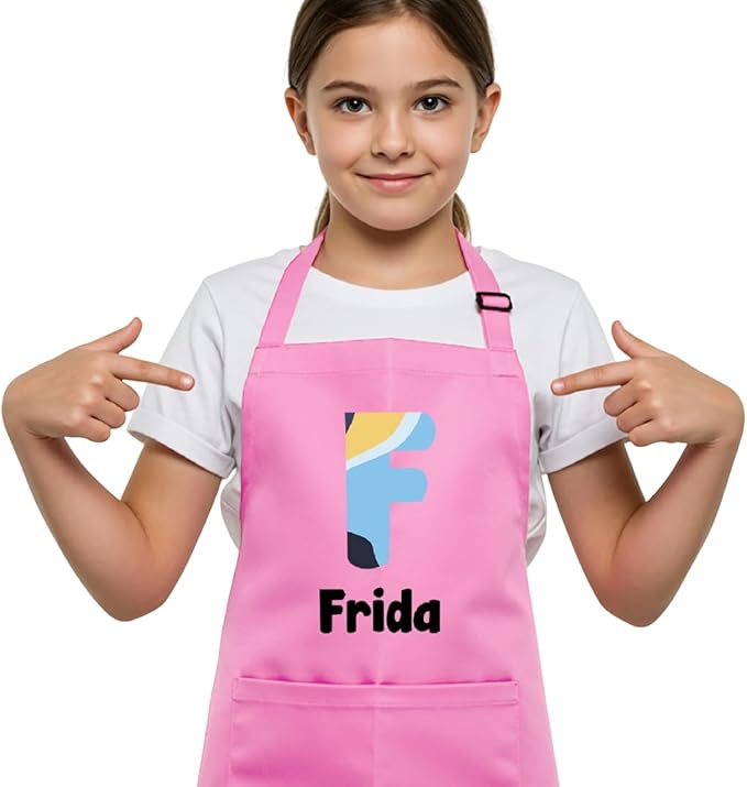 Personalized Kids Apron for Cooking with Chef Hat, Toddler Apron for Girls and Boys, Baking & Painting, Christmas, Birthday Gift For Children