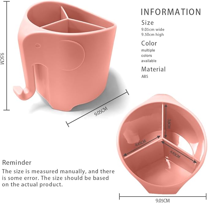 Kids Toothbrush Holder, Cute Elephant Toothbrush Holders for Toddler, Toothbrush Toothpaste Holder for Bathroom, Toothbrush Organizer with 3 Slots and a Hook, Watermelon Red