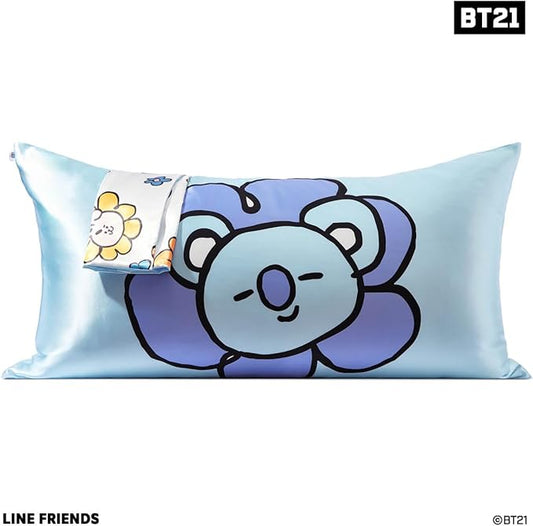 Kitsch x BT21 (Koya) Satin Pillowcase with Zipper for Hair & Skin - Softer Than Silk Pillow Cases, Smooth Cooling Pillow Cover, Wrinkle-Free, Machine Washable, King Size (19x36)