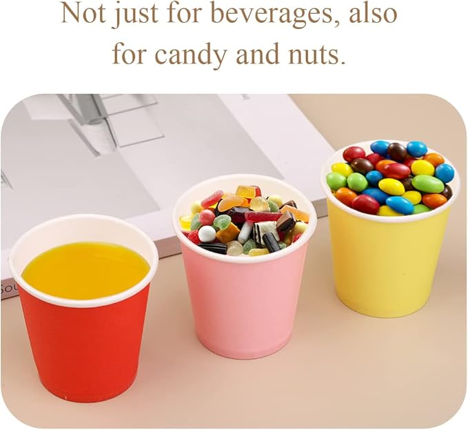 120 Count 3oz Colorful Paper Cups,Mouthwash Cups, Disposable Bathroom Cups,Small Paper Cups 3oz Ideal for Bathroom,Supermarket,Birthday Party,Picnic and BBQ(Mixed Colors)