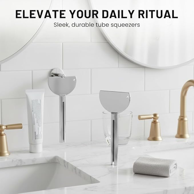 Toothpaste Squeezer, Metal Tube Squeezer Key Stainless Steel Toothpaste Roller Tube Wringer for Paint, Cream, Cosmetic and Hair Dye (B*2 PCS)