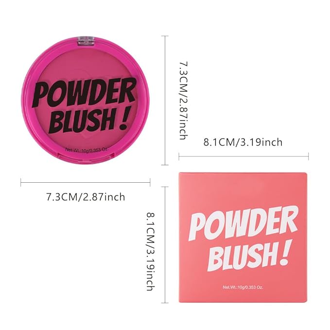 Rose Pink Single Matte for Face Cheeks Blush, Natural Hot Pink Cream Blushes Makeup Palette, Redpink Monochrome Blush Powder Palette Makeup for Older Women, Blushes Foundation for Every Day 02