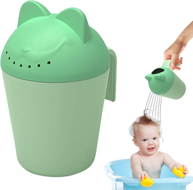 Baby Rinse Cup, Cute Cartoon Cat Baby Bath Rinser Baby Rinser Pail Shampoo Rinser, Newborn Bath Shower Wash Hair Cup for Bath and Shower