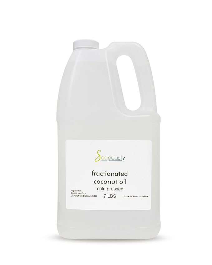 Soapeauty FRACTIONATED COCONUT OIL Cold Pressed Refined | 100% Natural Available in Bulk | Carrier for Essential Oils, Face, Skin, Hair Moisturizer, Soap Making | 7 Lb