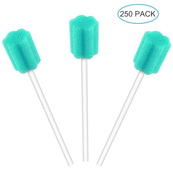 250 Count, ZIZNBA Disposable Mouth Swabs Sponge, Unflavored & Sterile Oral Swabs Dental Swabsticks for Mouth Cleaning