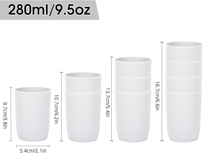 Topsky 4pcs Bathroom Tumbler Toothbrush Plastic Tumblers Water Tumbler Reusable Drinkware Mouthwash Cup, White