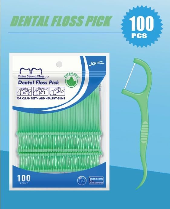 Fruit Flavored Floss，toothpicks，Cleaning Teeth，Ultra-fine Dental Floss Stick, Fight Tooth Decay and Keep Your Teeth Clean，Teeth Cleaning Tool (200 Pieces (Bagged/Single line), Mint+Strawberry Flavor)