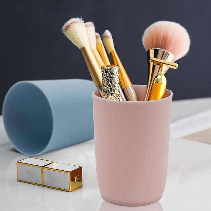 Topsky 4-Pack Bathroom Tumbler - Plastic Toothbrush Cup - Reusable Drinkware - Mouthwash Cup