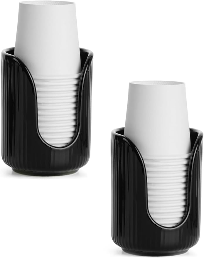 Bathroom Cup Dispenser, 3oz-4oz Ceramic Paper Cup Holder, Small Countertop Mouthwash Dixie Cups Accessories, for Vanity Countertops, Bathroom, Kitchen, and Dining Room