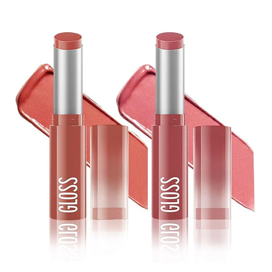 2Pc Butter Lipstick Tinted Lip Balm, Shine Moisturizing Plumper Lipstick for Women, Natural Nourishing Hydrating Lip Gloss Stain for Dry Lips, Lightweight Lip Liner Care Vegan Makeup, 06 & 07