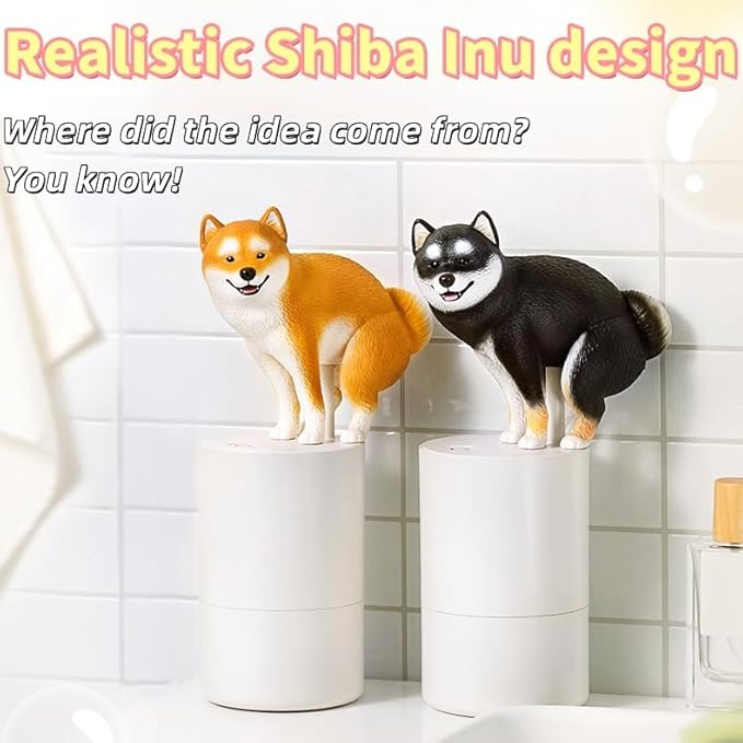 Fun Animal Series Foam Soap Dispenser-Shiba Inu,Pigeon,Shaped Foam Hand Washer,Automatic Soap Dispenser for Bathroom & Kitchen, Hilarious Gift for Kids, Adults (Shiba Inu Series (Mame Shiba))
