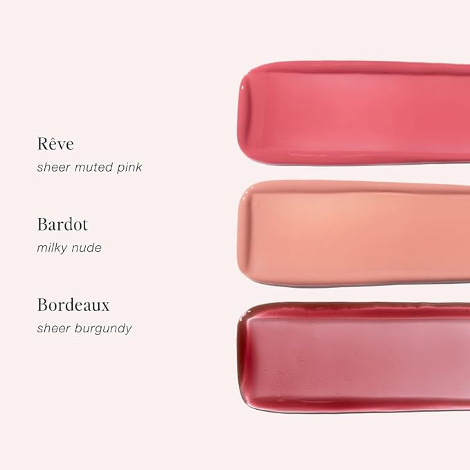 Jouer The Lip Edit Deluxe Tinted Lip Oil Trio, Hydrating, High Shine, Non-Sticky Set with Apricot, Jojoba, Vitamin E, Makeup Gift, 3 Shades