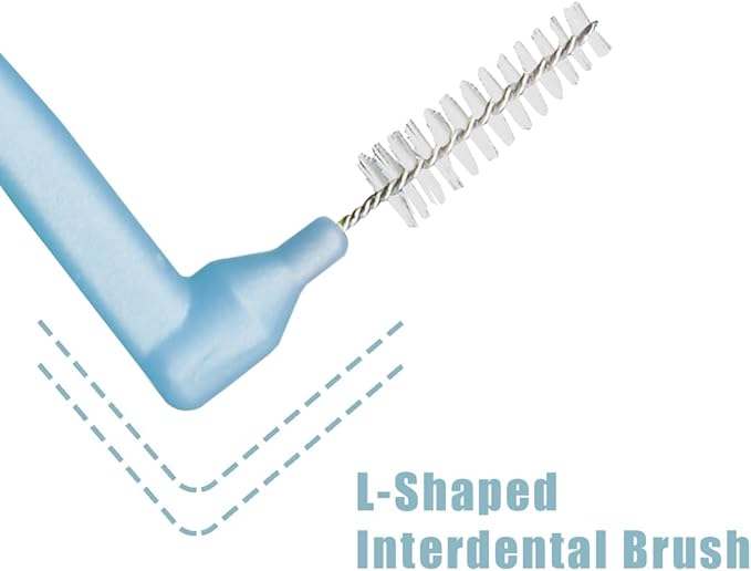 L-Shaped Interdental Brushes Oral Dental Hygiene Brush Angled Interdental Toothpick Short Handle 30Pcs 5 Different Sizes Tooth Portable Cleaning Tool (Multi-Colored)
