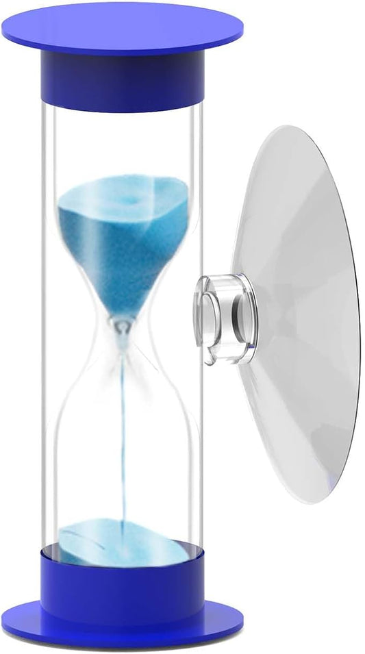 2 Minute Hourglass Sand Timer with Suction Cup,Unbreakable Sucker Sand Clock Timer 2 min,Plastic Mini Sand Watch,Rotatable Reloj De Arena for Kids Toothbrush(Blue)