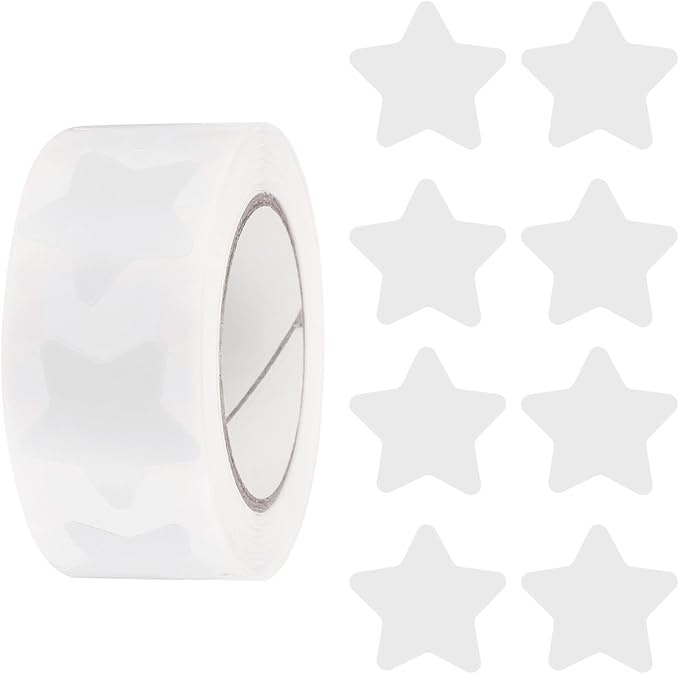 PATIKIL Star Stickers Roll 1 Inch(25mm), 500pcs Reusable Self-Adhesive Star Labels for Reward Behavior Chart Teachers Business Decorating Wedding DIY Crafts, White