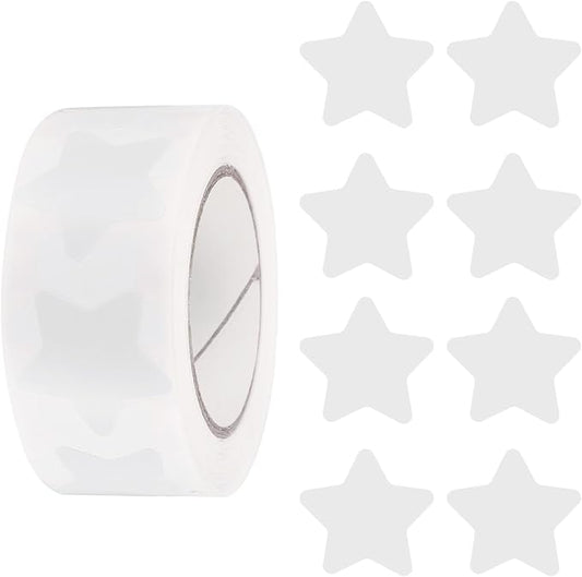 PATIKIL Star Stickers Roll 1 Inch(25mm), 500pcs Reusable Self-Adhesive Star Labels for Reward Behavior Chart Teachers Business Decorating Wedding DIY Crafts, White