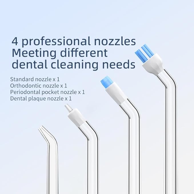 Water Flosser - Waterproof Portable for Teeth ，Water Dental Flosser Portable Cordless Oral Irrigator 3 Modes 6 Flossing Nozzles, Compact & Light for Travel (Blue)