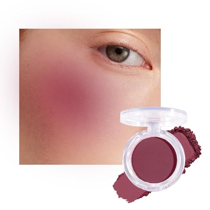 Matte Powder Blush for Cheeks – Long Lasting Natural Face Blusher Makeup, Lightweight Blendable Cheek Color for Women, Vegan & Cruelty-Free – #16 Wine Red