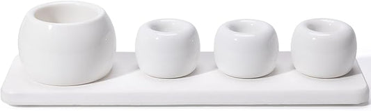 4 Pack Mini Ceramic Toothbrush Holder Stand with 1 Pack Water Absorbing Stone for Bathroom Vanity Countertop, Electric Toothbrush Organizer, White