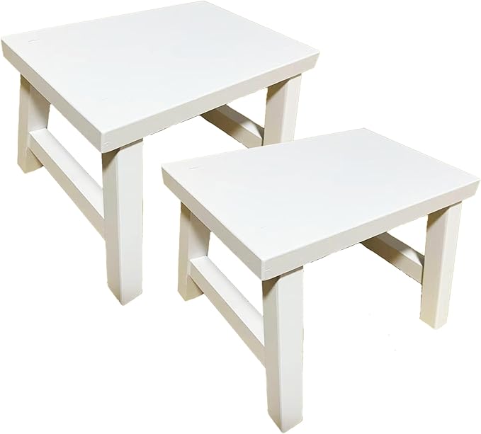 7.5'' Wooden Step Stools(2 Pack), Preassembled Kids Step Stool with Anti-Slip Bottom, for Toilet Potty Training, Bathroom Sink, Toddler Shower, Kitchen Counter(White)