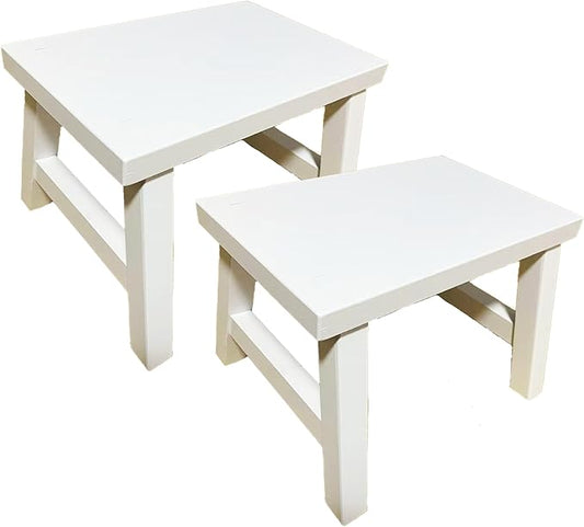 7.5'' Wooden Step Stools(2 Pack), Preassembled Kids Step Stool with Anti-Slip Bottom, for Toilet Potty Training, Bathroom Sink, Toddler Shower, Kitchen Counter(White)
