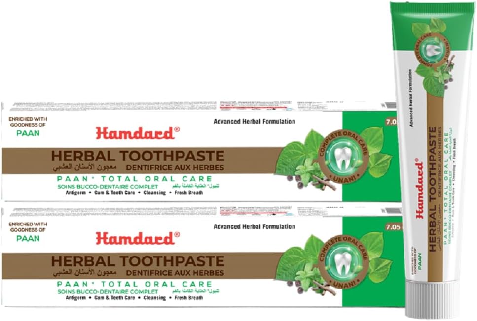 Hamdard Paan Total Oral Care Toothpaste – 200g / 7.05 Oz (Pack of 2) | Herbal Ayurvedic Toothpaste with Paan Flavor | Fluoride-Free | Gum Care, Fresh Breath & Natural Oral Hygiene