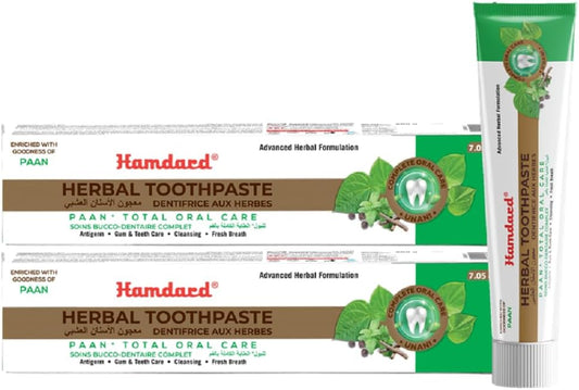 Hamdard Paan Total Oral Care Toothpaste – 200g / 7.05 Oz (Pack of 2) | Herbal Ayurvedic Toothpaste with Paan Flavor | Fluoride-Free | Gum Care, Fresh Breath & Natural Oral Hygiene