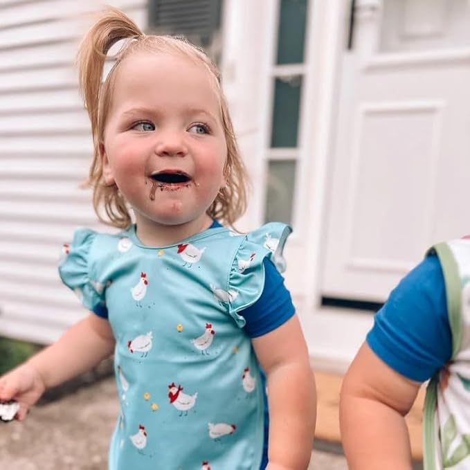 BapronBaby Flutter Little Chickies Bapron - No Neck Tie Safer Bib for Baby & Toddler - Soft Waterproof Stain Resistant - Machine Washable - Sz Preschool 3-5yrs