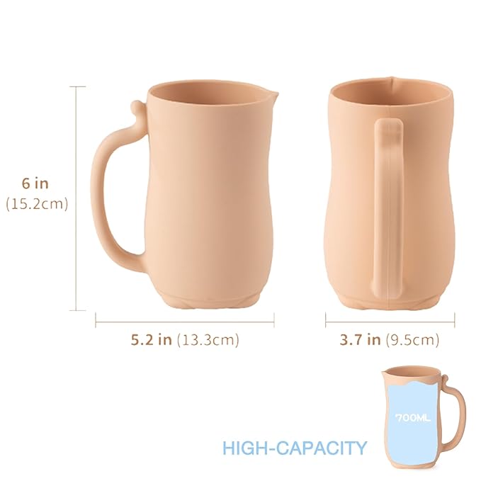 PandaEar Baby Bath Rinse Cup, Silicone Baby Shampoo Rinser with 2 Pack Cradle Cap Brush for Kids Toddler Body Washing (Pink)