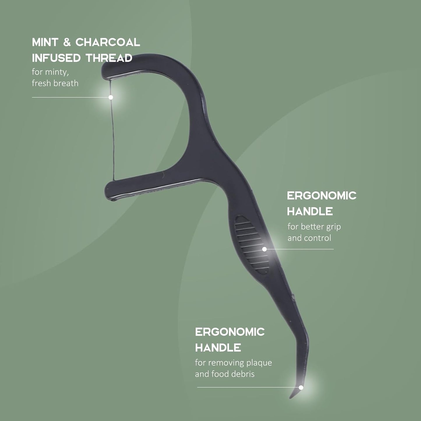 Floss Picks (300 Count) – Plant Based Dental Floss Picks for Superior Oral Care, Dental Hygiene, and Gum Health, Cruelty Free Tooth Floss Picks Single Thread (Charcoal)