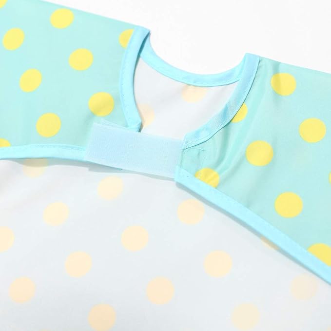 Short Sleeve Waterproof Bib for Toddlers – Easy Clean Feeding Apron for Mealtime, Daycare, Self-Feeding, Lightweight