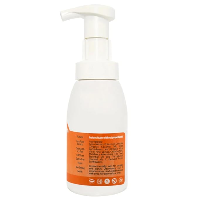 Plantlife Pumpkin Spice Foam Soap - Gentle, Moisturizing, Plant-based Foam Soap - Ideal for use as a Hand & Body wash, Shaving Cream, and Foaming Fun for Kids - Made in California 8.5 oz