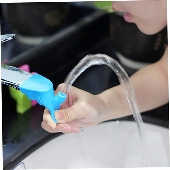Silicone Diversion Extender Children Toddler Hand Washing Water Tap Blue