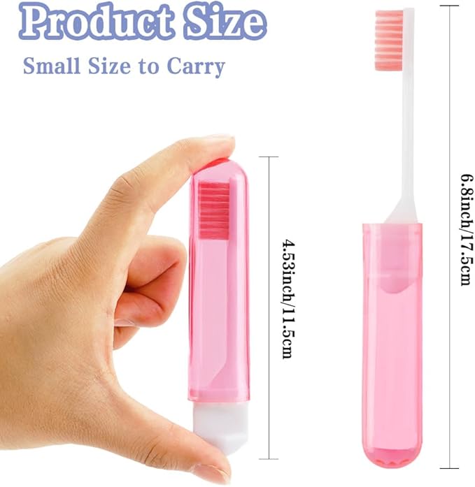 Travel Toothbrush 3Pcs Travel Toothbrush Set Mini Toothbrushes Soft Portable Toothbrushes Travels with Tooth Brush Cover Small Folding Toothbrush Individually Wrapped for Travels Home Orange Blue Pink