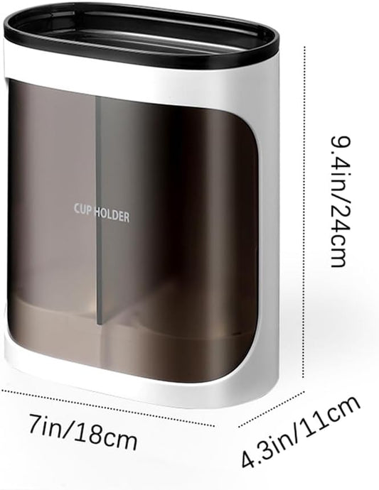 2 Pcs Cup Dispenser Wall Mounted, Bathroom Cup Dispenser Holder for 3oz-9.5oz Disposable Paper and Plastic Cups, Water Cooler Cup Dispenser with Adhesive Plate (Large White)