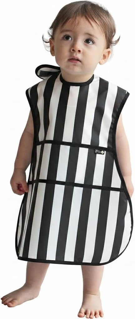 Full Coverage Waterproof Feeding Bib for Toddlers – Extra Long Apron Bib for Mealtime, Self-Feeding, High Chairn