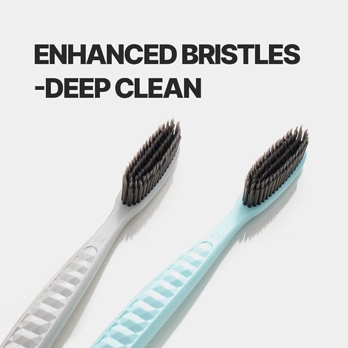 WANGTA Black – Charcoal Extra Large Toothbrush – 1.6 inch (4 cm) Wide Head | 4,000 Bristles for Firm Cleaning & Odor Suppression | Made in Korea Premium Oral Care (10 Pack)