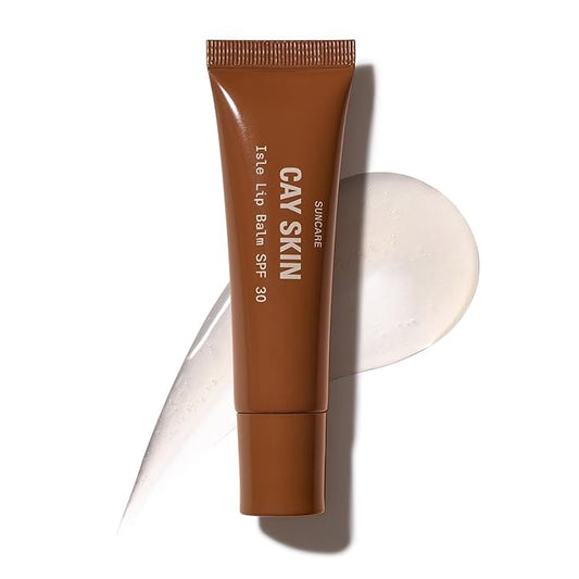 Cay Skin Isle Lip Balm SPF 30 – High Shine, Hydrating + Sheer Lip Gloss in Vanilla Brown Sugar Flavor – Formulated with Natural Ingredients for All Skin Tones – Clear, 0.35 oz