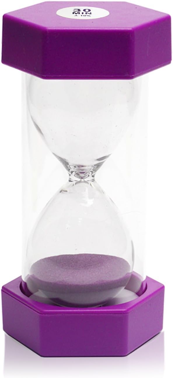 30 Minutes, Sand Timer, Hourglass Sand Timer, Kitchen Timer Digital for Cooking, Clock Timer, for Games, Classroom, Kitchen, Toothbrush Timer, Decoration, Purple