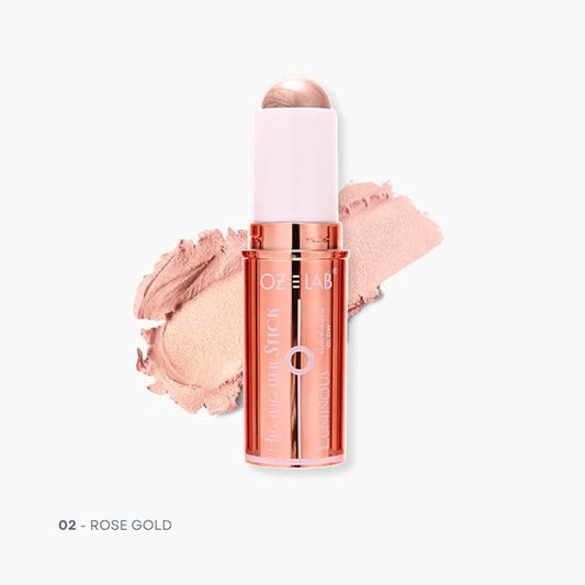 Rise and Shine Highlighter Stick Rose Gold – Long-Lasting Creamy Glow, Buildable Shimmer, Easy Application, Vegan and Cruelty-Free, 8g/0.28fl.oz，pack of 1