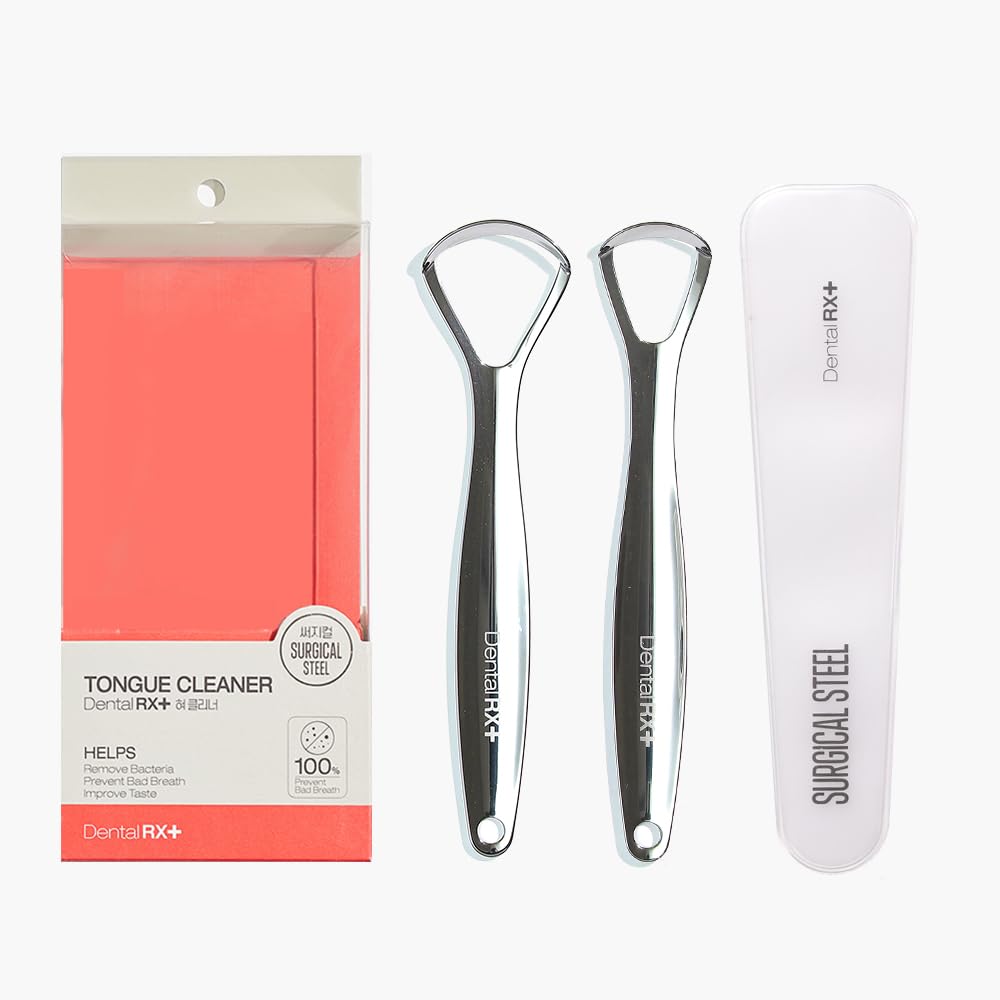 Surgical Steel Tongue Scrapers for Adults and Kids (2 Pack, Different Size), Surgical Steel Tongue Cleaners, Prevent and Reduce Bad Breath