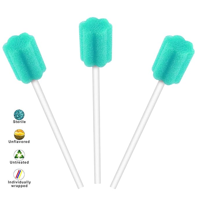 Wellgler's Sterile Sponge Mouth Swabs,Disposable Oral Swabs,Individually Wrapped (100pcs,sky blue)