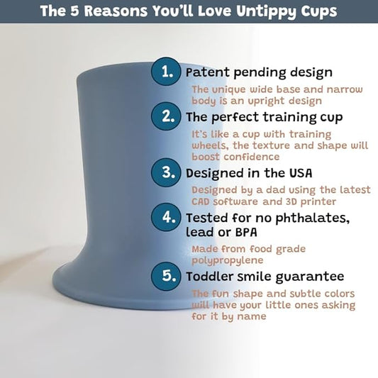 Kids Tumbler and Teacup | 2 Cup Set (6 & 7 Oz) Sippy Cups Dishwasher/Microwave Safe 3.5" x 4" | 2 Wide Base Toddler Cups Polypropylene Plastic Dinnerware Set | Open Sippy Cup for 6+ Month Old