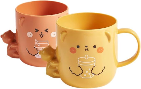 2 Pcs Children's Plastic Mug Cup for Kids Cartoon Toothbrush Cup for Kids for Children Cute Cute Toothbrush
